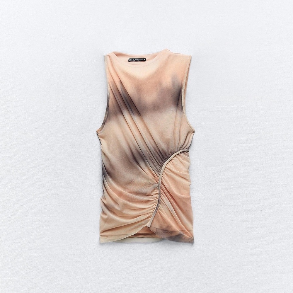 NWT- Zara Gradient Asymmetrical Ruched Tank Top